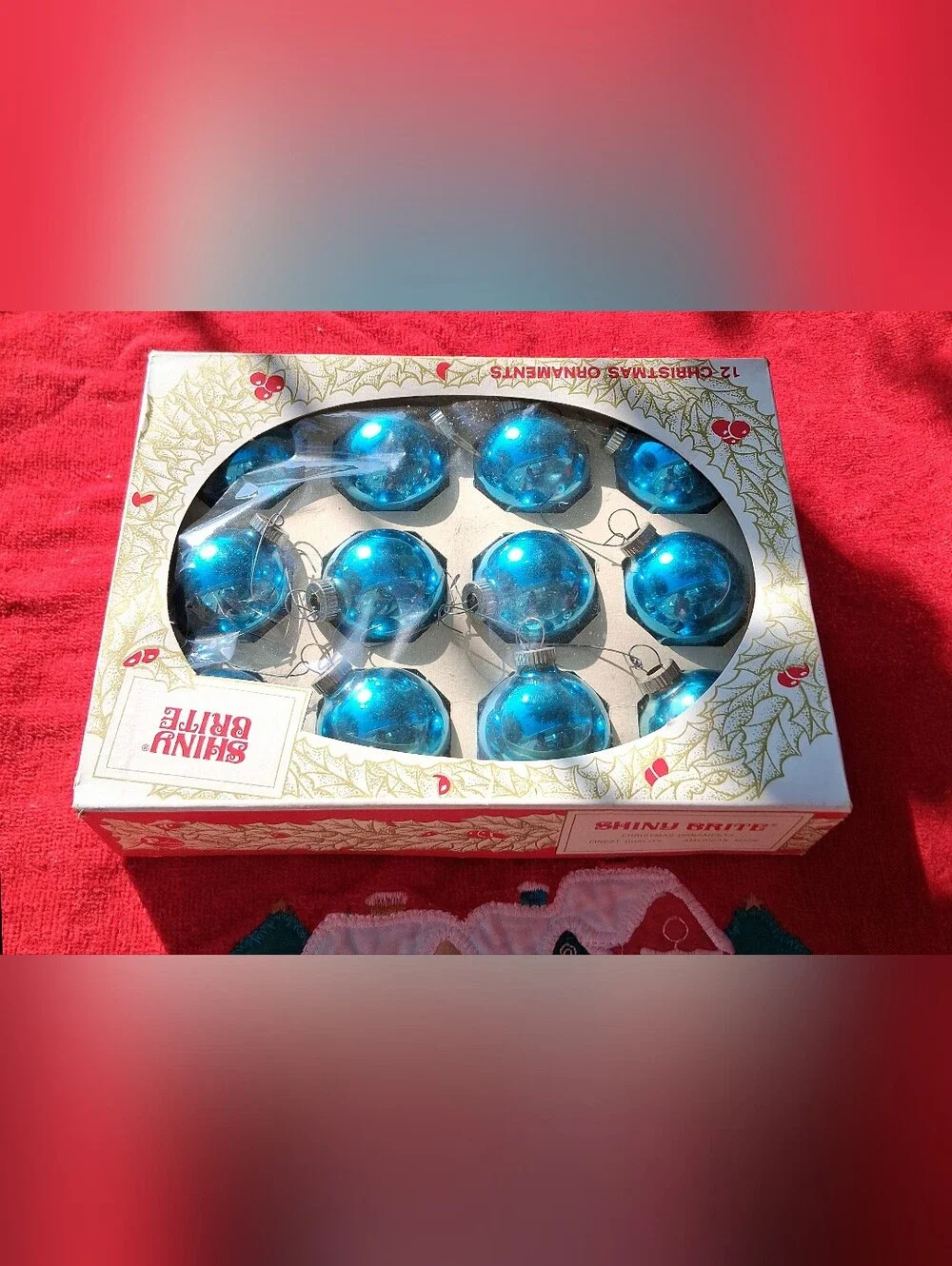 Shiny Bright Blue Glass Holiday Ornaments - Set of 12